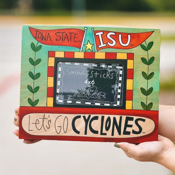 Sincerely Sticks Let's Go Cyclones Wooden 4x6 Frame
